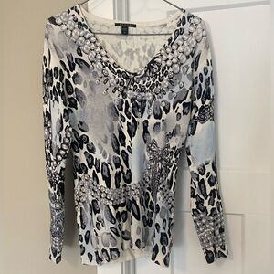 Cyrus Black and White Graphic Crew Neck Sweater